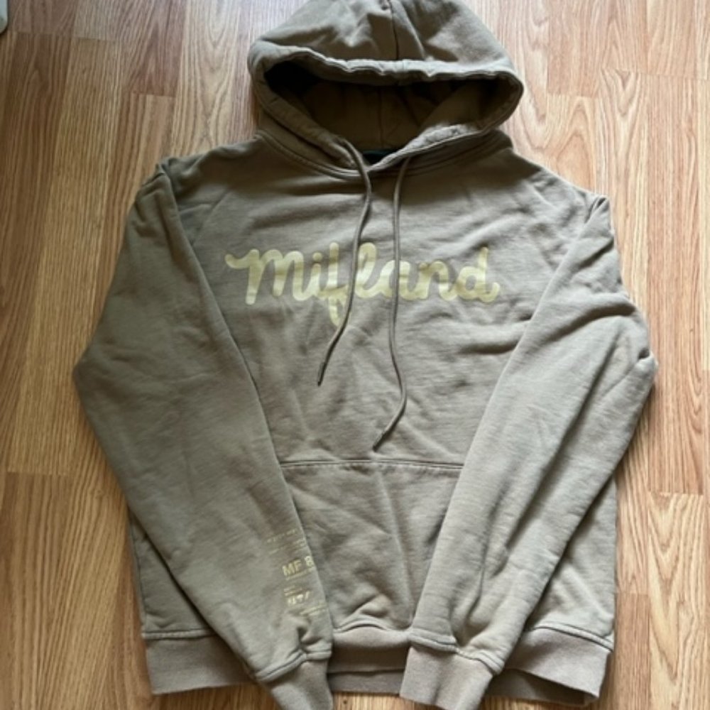 Mifland streetwear script logo text solid hoodie size large